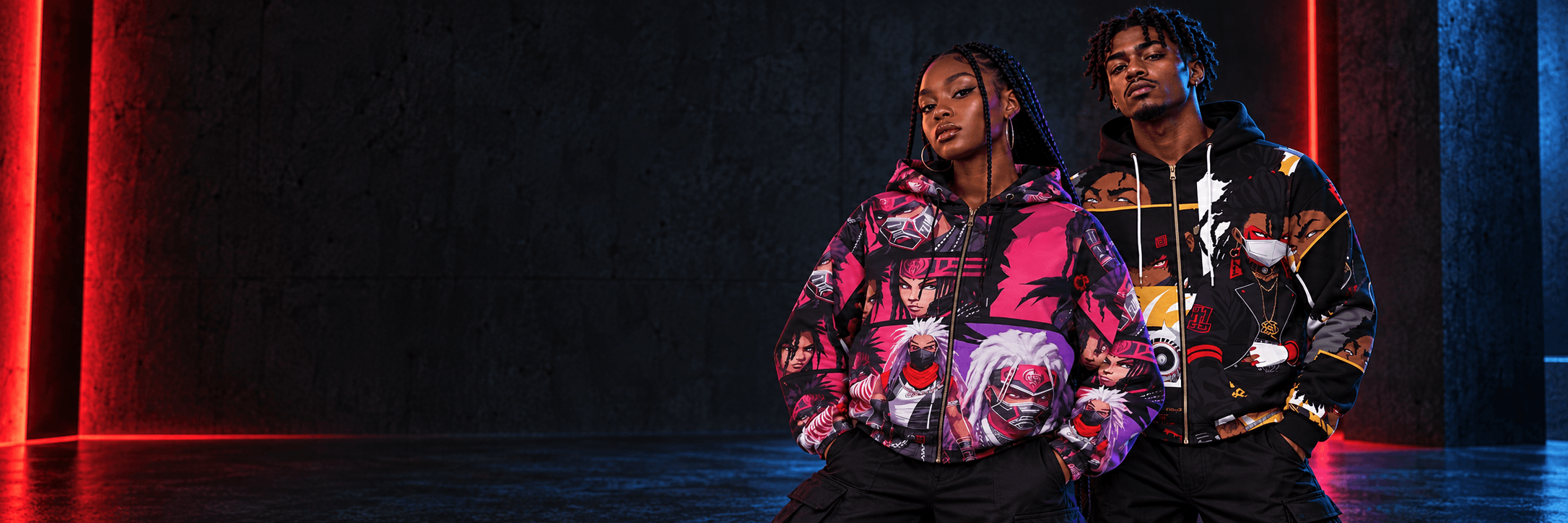 Gold and pink anime streetwear campaign